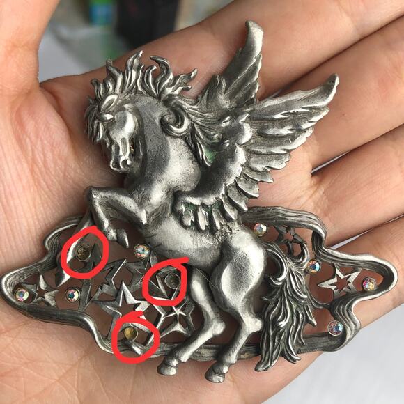 Vintage Silver Tone Pegasus Flying Horse Mythical JJ Jonette Large Brooch Pin - Picture 3 of 9